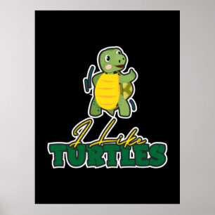 Turtle Lover Ik hou van schildpadden Poster