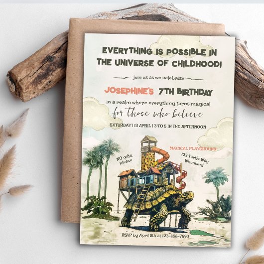 Turtle Magic Ride Verjaardagsfeest Kaart