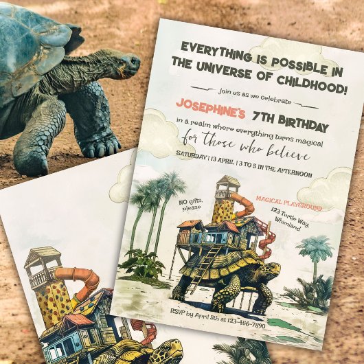 Turtle Magic Ride Verjaardagsfeest Kaart