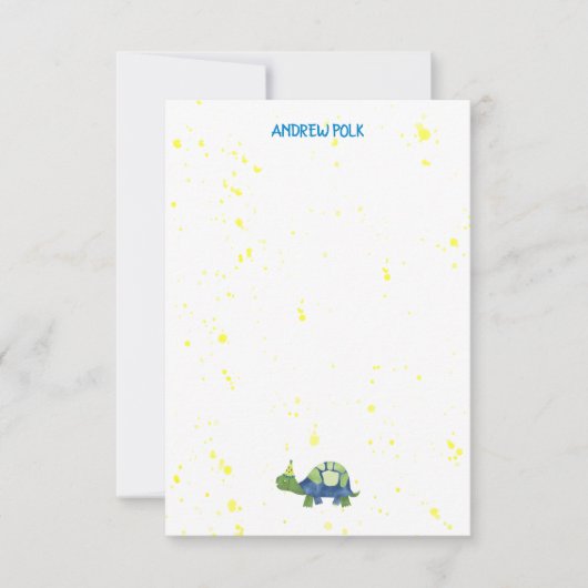 Turtle Merci Remarque Carte Enfants Stationery (Devant)