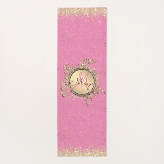 Turtle Monogram sterren op roze Yoga Mat (Achterkant)