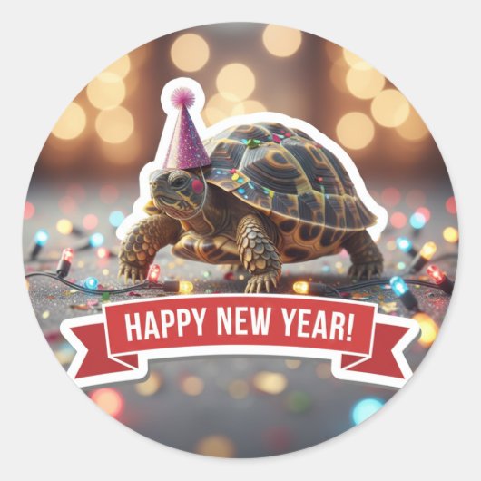 Turtle New Year Confetti Sticker (Devant)