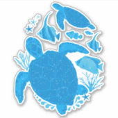 Turtle Ocean Reef Cool Blue Sticker (Voorkant)