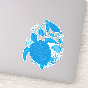 Turtle Ocean Reef Cool Blue Sticker
