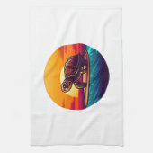 Turtle on Surfboard Sunset Theedoek (Verticaal)