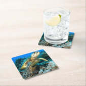 Turtle Pair Vierkante Kartonnen Onderzetter (Insitu)