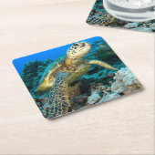 Turtle Pair Vierkante Kartonnen Onderzetter (Schuin)