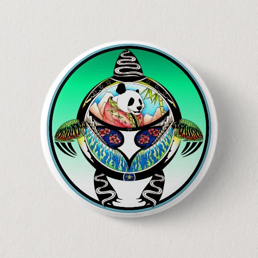 Turtle Panda Ronde Button 5,7 Cm (Voorkant)