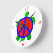 Turtle Peace Clock Ronde Klok (Hoek)