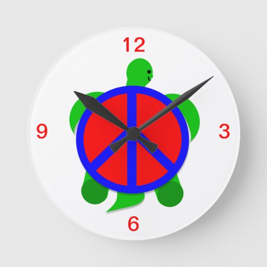 Turtle Peace Clock Ronde Klok (Voorkant)