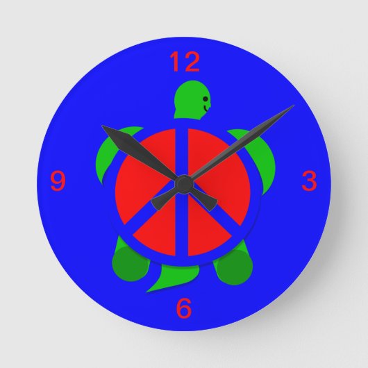 Turtle Peace Clock Ronde Klok (Voorkant)