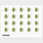 Turtle playing a guitar  ronde sticker (Vel)