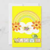 Turtle Rainbow Yellow Love Invitation (Devant)