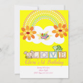 Turtle Rainbow Yellow Love Invitation (Dos)