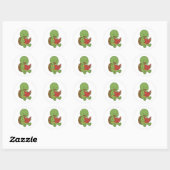 Turtle reading book ronde sticker (Vel)