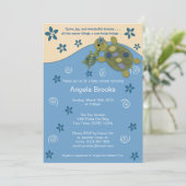 Turtle Reef Baby shower Invitation TRC Blue Green Kaart (Staand voorkant)