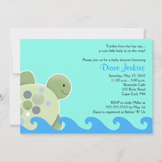 Turtle Reef Seaturtle 5x7 Baby shower Uitnodiging (Voorkant)