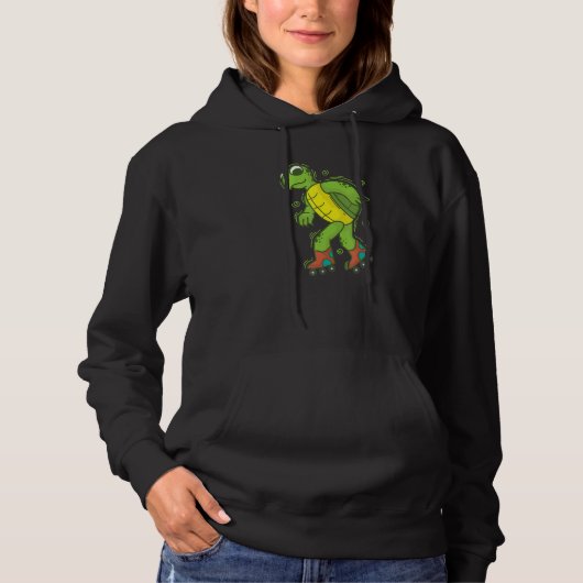 Turtle riding Roller Skates Reptile Water Hoodie (Voorkant)