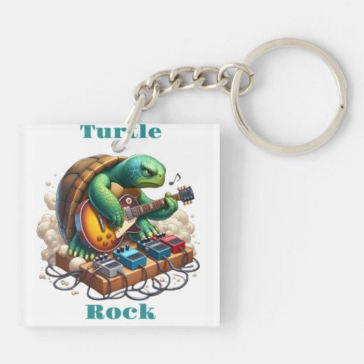 Turtle Rockstar Jamming op het podium Sleutelhanger (Achterkant)