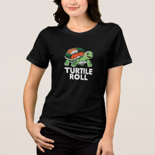 Turtle Roll Grappig Sushi Meme Pun Tri-Blend Shirt