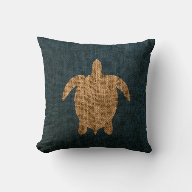 Turtle Rustic Blue Kussen (Voorkant)
