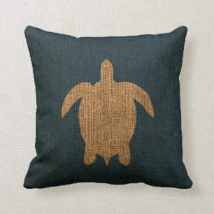 Turtle Rustic Blue Kussen
