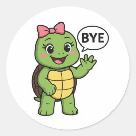 Turtle saying Bye Ronde Sticker