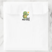 Turtle saying Good Morning Ronde Sticker (Tas)