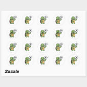 Turtle saying Hi Ronde Sticker (Vel)