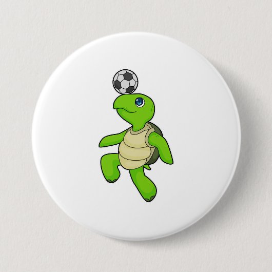 Turtle Soccer player Soccer Ronde Button 7,6 Cm (Voorkant)