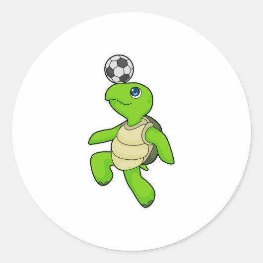 Turtle Soccer player Soccer Ronde Sticker (Voorkant)
