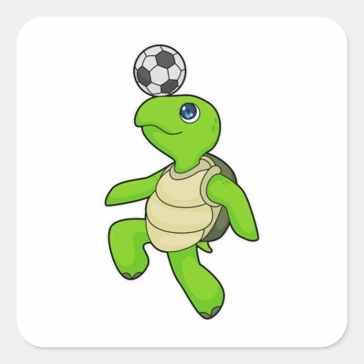 Turtle Soccer player Soccer Vierkante Sticker (Voorkant)