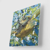 Turtle Splatter Art Vierkante Klok (Hoek)