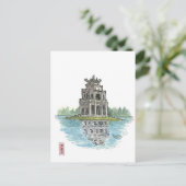 Turtle Tower Hanoi Vietnam Briefkaart (Staand voorkant)