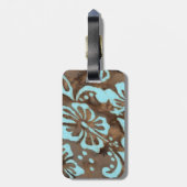 Turtle Travel Bagagelabel Hibiscus Blue (Achterkant verticaal)