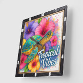 Turtle Tropical Vibes Art Vierkante Klok (Hoek)
