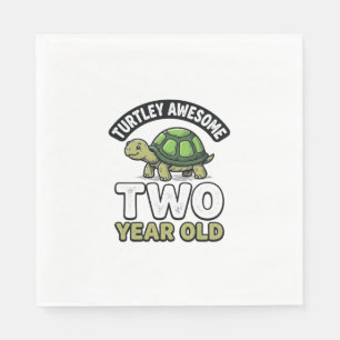 Turtle Twee Jaar Verjaardag Vintage Gravure Shi Servet