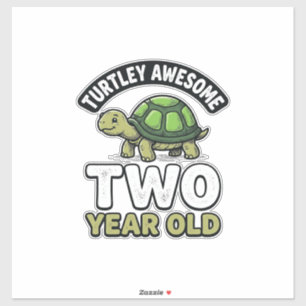 Turtle Twee Jaar Verjaardag Vintage Gravure Shi Sticker