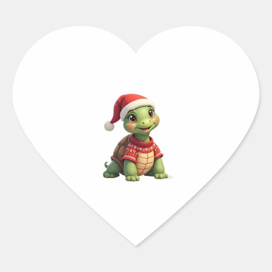 Turtle Ugly Sweater Santa Hat Christmas T-Shirt (1 Hart Sticker (Voorkant)