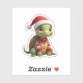 Turtle Ugly Sweater Santa Hat Christmas T-Shirt (2 Sticker (Vel)