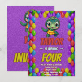 Turtle Unique Personnalisé Anniversaire Invitation (Devant / Derrière)