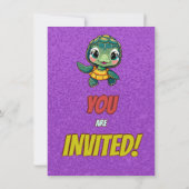 Turtle Unique Personnalisé Anniversaire Invitation (Dos)