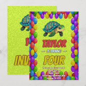 Turtle Unique Personnalisé Anniversaire Invitation (Devant / Derrière)