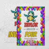 Turtle Unique Personnalisé Anniversaire Invitation (Devant / Derrière)
