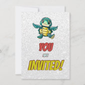 Turtle Unique Personnalisé Anniversaire Invitation (Dos)
