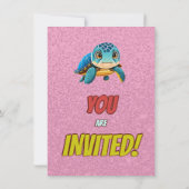 Turtle Unique Personnalisé Anniversaire Invitation (Dos)