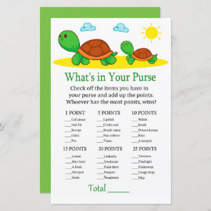 Turtle What's in your purse game baby shower