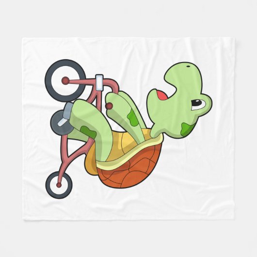 Turtle with Bicycle Fleece Deken (Voorkant (Horizontaal))