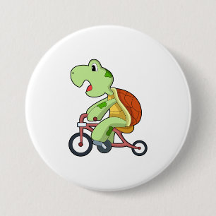 Turtle with Bicycle Ronde Button 7,6 Cm