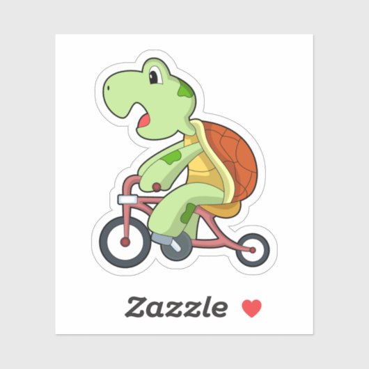 Turtle with Bicycle Sticker (Vel)